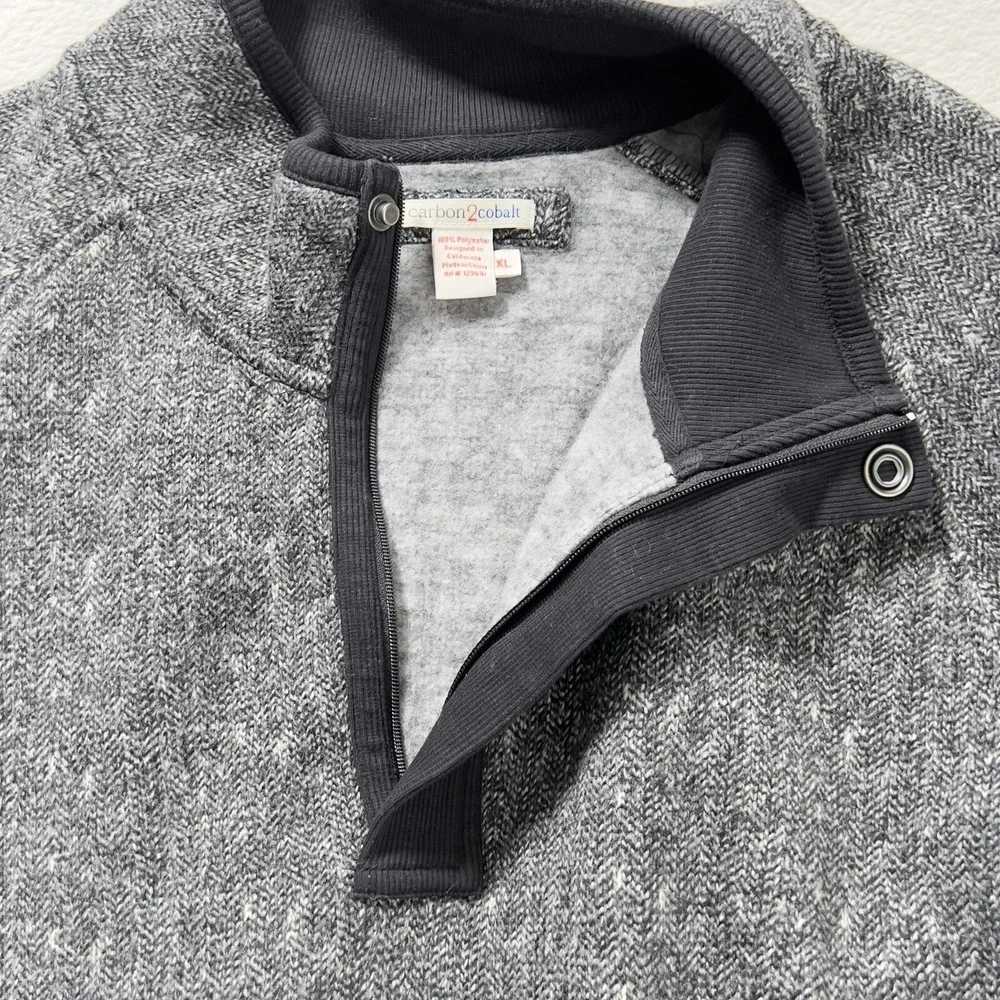 Carbon2Cobalt Herringbone Fleece 1/4 Zip Pullover Sweatshirt Mens Sz XL Gray
